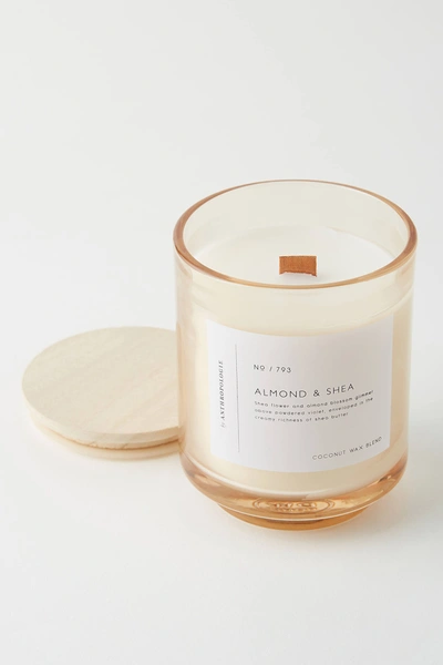 Anthropologie Gemma Wood Wick Glass Candle In Yellow