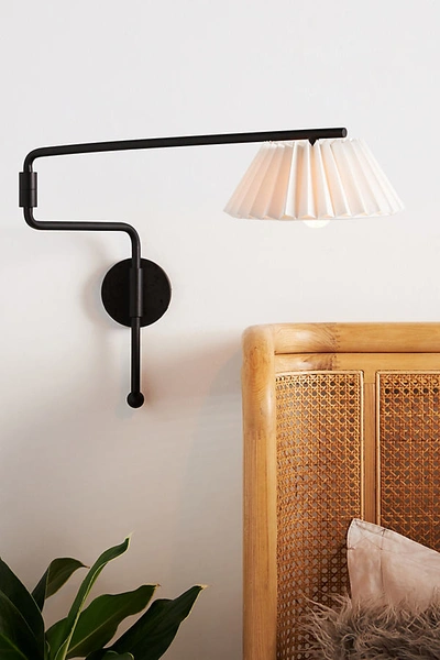Anthropologie Harriet Pleated Sconce In Black