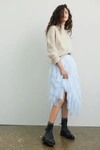 Anthropologie Tesia Ruffled Tulle Midi Skirt In Blue