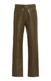 Agolde Women's 90's High-rise Straight-leg Leather Pants In Green