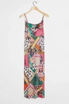 Anthropologie Elyse Printed Bias Slip Dress In Pink