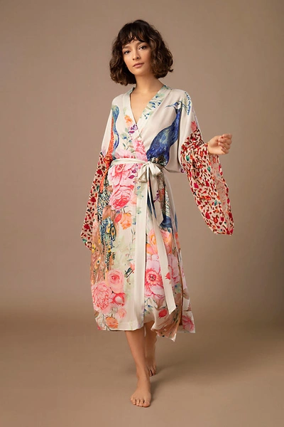 Anthropologie Aratta Bird Kimono In White