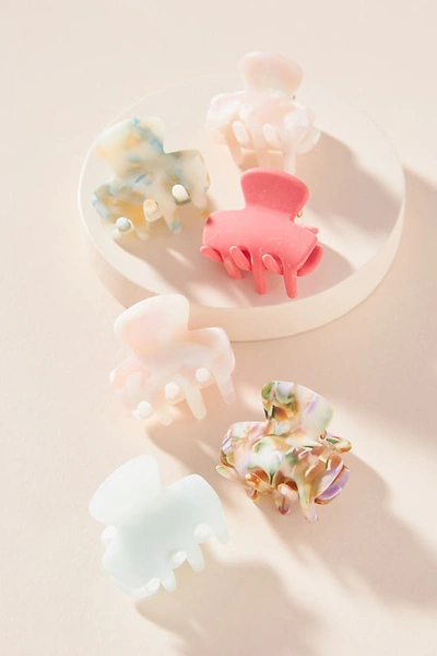 Anthropologie Speckled Mini Hair Clip Set In Mint