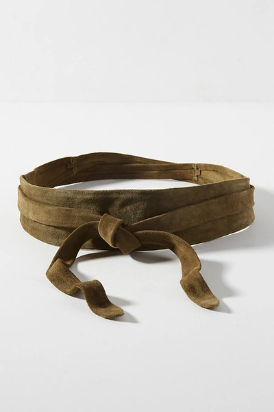 Ada Classic Obi Suede Wrap Belt In Green