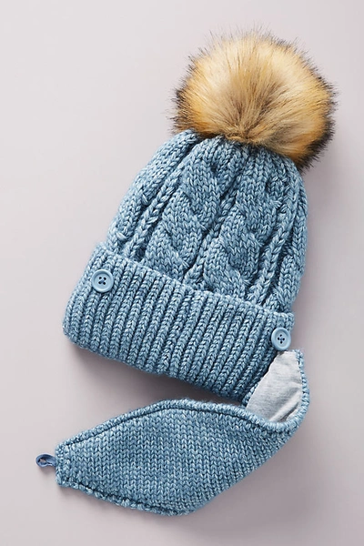 Anthropologie Norah Beanie + Reusable Face Mask Set In Blue