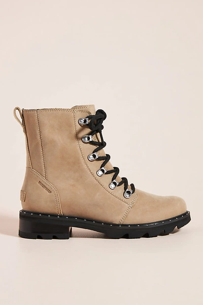 Sorel Lennox Lace-up Boots In Beige