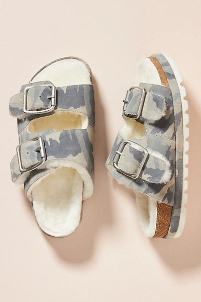 J/slides Lynx Shearling-lined Slippers In Off White Camo