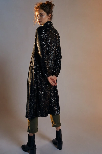 Bb Dakota Sequined Duster Jacket In Black