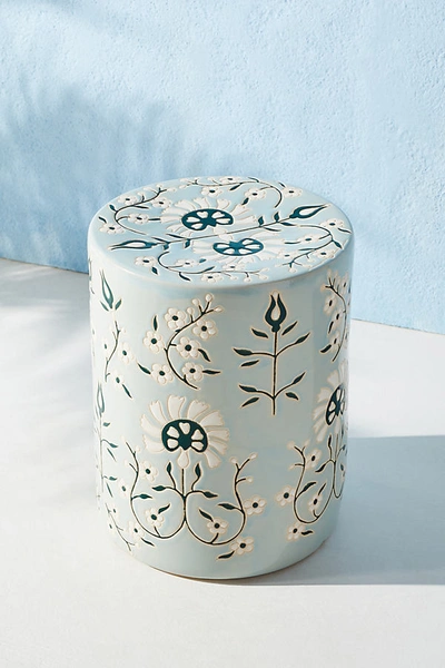 Anthropologie Mabel Ceramic Stool In Blue