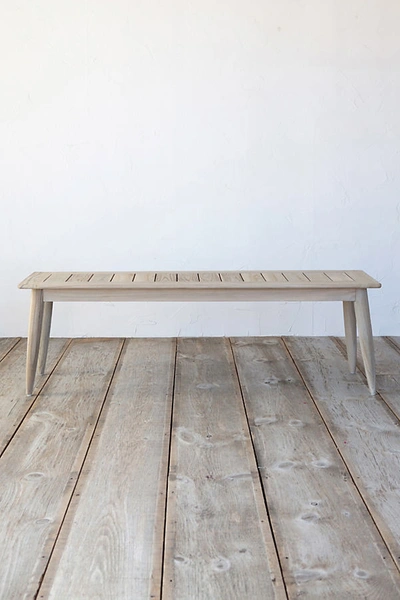 Anthropologie Inlet Teak Dining Bench In Grey