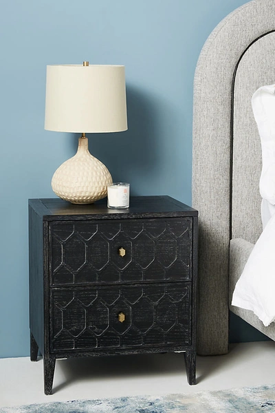 Anthropologie Textured Trellis Nightstand In Black