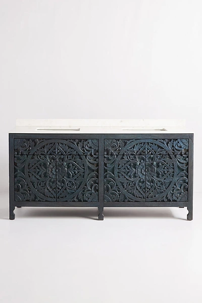 Anthropologie Handcarved Lombok Double Bathroom Vanity In Blue