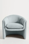 Anthropologie Linen Sculptural Chair In Blue
