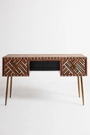 Anthropologie Optical Inlay Desk In Brown