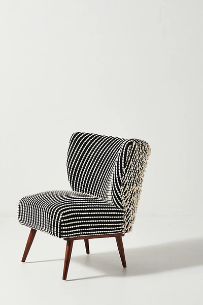 Anthropologie Chunky Woven Petite Accent Chair In Black