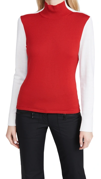 Erin Snow Masha Color-block Merino Wool Turtleneck Sweater In Red