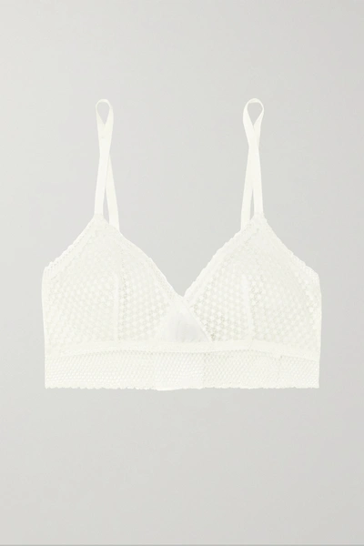 Else Bella Satin-trimmed Stretch-lace Soft-cup Bra In Ivory