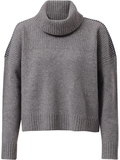Jason Wu Drop Shoulder Contrast Stitch Turtleneck Sweater In Gray