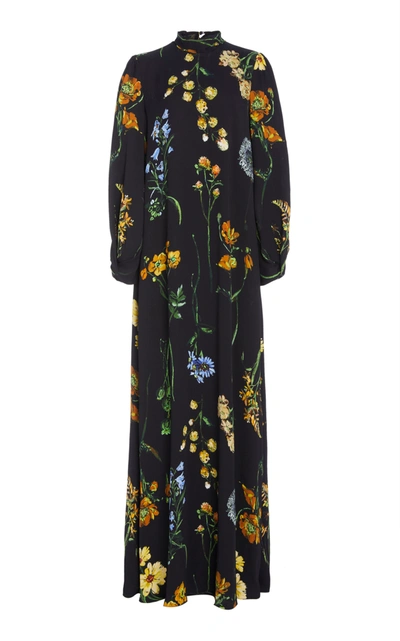 Lela Rose Convertible Tie-detailed Floral-print Georgette Midi Dress In Black