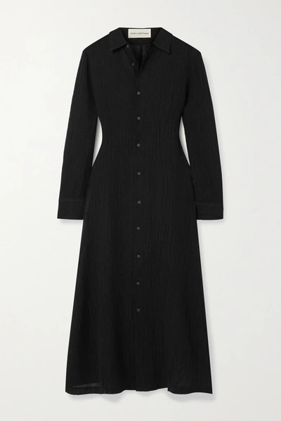 Mara Hoffman + Net Sustain Cinzia Crinkled Organic Linen And Cotton-blend Gauze Maxi Dress In Black