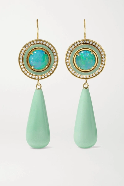 Andrea Fohrman 18-karat Gold And Enamel Multi-stone Earrings