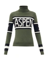 Perfect Moment Aspen-intarsia Merino-wool Roll-neck Sweater In Dark Green