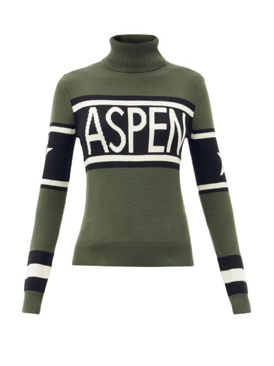 Perfect Moment Aspen-intarsia Merino-wool Roll-neck Sweater In Black