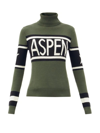 Perfect Moment Aspen-intarsia Merino-wool Roll-neck Jumper In Black