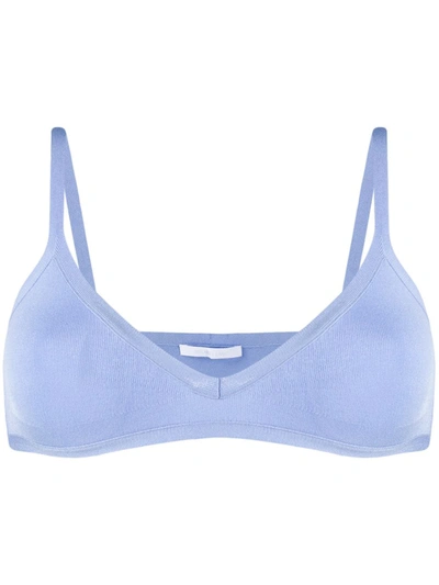 Helmut Lang Stretch Cropped Top In Blue