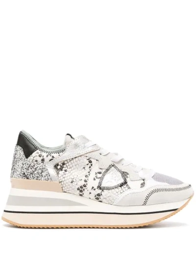 Philippe Model Paris Triomphe St. Python Print Sneakers In Grey