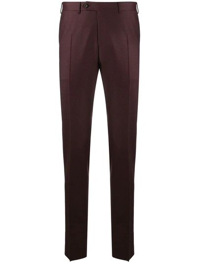 Canali Tailored Wool Trousers In Red