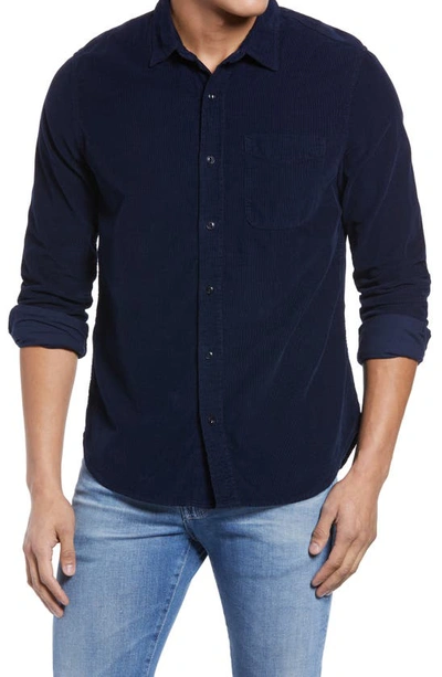 Ag Colton Corduroy Button-up Shirt In True Navy