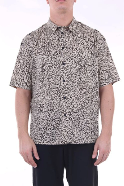 Saint Laurent Shirts Short Sleeve Shirts Men Beige And Black In Neutral