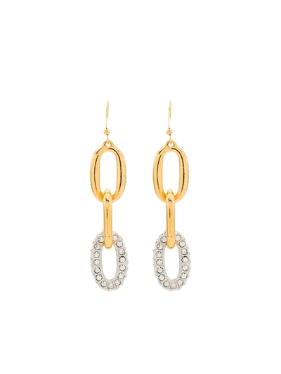 Kenneth Jay Lane Chain-link Crystal-embellished Earrings In Gold
