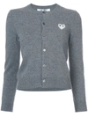 Comme Des Garçons Play Heart Embellished Cardigan In Grey