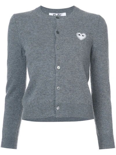 Comme Des Garçons Play Heart Embellished Cardigan In Grey