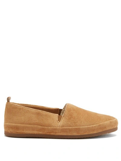 Mulo Shearling-lined Cotton-corduroy Slippers In Beige
