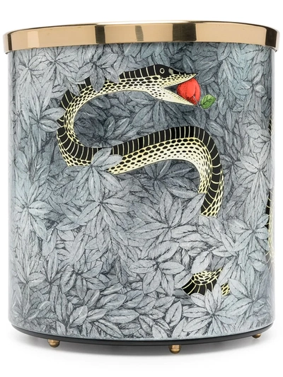 Fornasetti Snake Print Waste Paper Bin (28cm) In Grey
