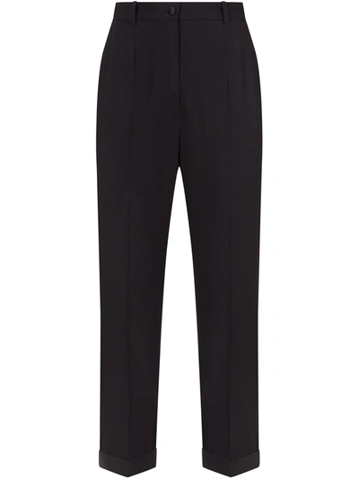 Dolce & Gabbana High-waisted Cropped Trousers In Black