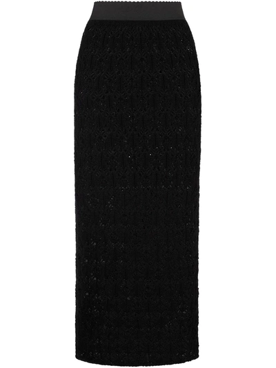 Dolce & Gabbana Lace-effect Pencil Skirt In Black