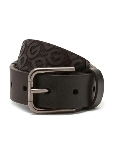 Dolce & Gabbana Kids' Nylon Webbing Belt With Dg Rubber Elastic In Black