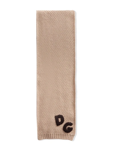 Dolce & Gabbana Babies' Heart-detail Knitted Scarf In Brown