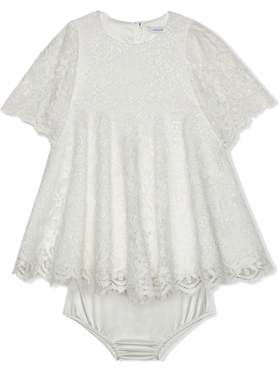 Dolce & Gabbana Babies' Short-sleeved Lace Dress In White