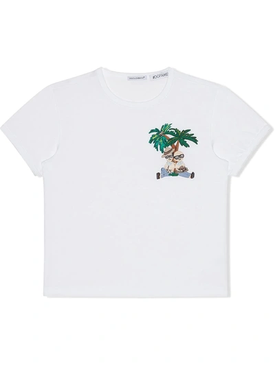 Dolce & Gabbana Kids' Palm Tree T-shirt In White