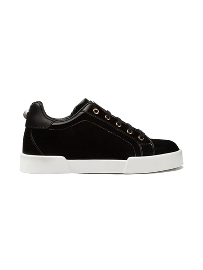 Dolce & Gabbana Kids' Patent Leather Portofino Light Sneakers In Black