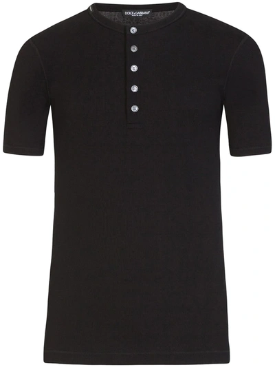 Dolce & Gabbana Button Placket T-shirt In Black