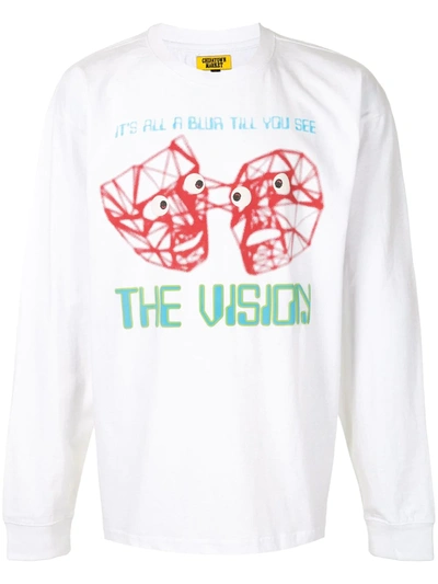 Chinatown Market Vision Long-sleeved Cotton T-shirt In White