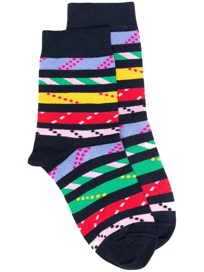 Paul Smith Multi-stripe Pattern Socks In Blue