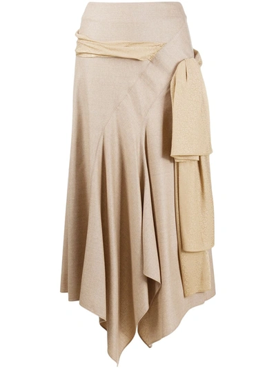 Chloé Draped Asymmetric Midi Skirt In Grey