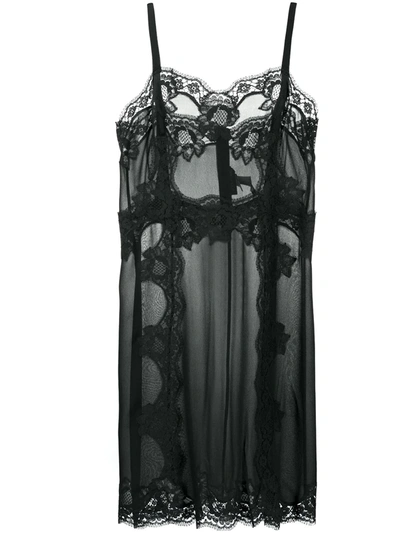 Dolce & Gabbana Lace Detail Sheer Underwear Dress In Black